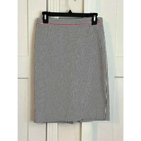 J CREW  NO 2 PENCIL SKIRT seersucker striped with neon edge size 0 - Picture 1 of 7